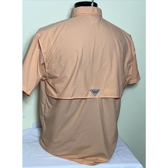 Columbia PFG Men's Activewear Button Front Shirt Short Sleeve Orange Size Medium - Picture 6 of 10